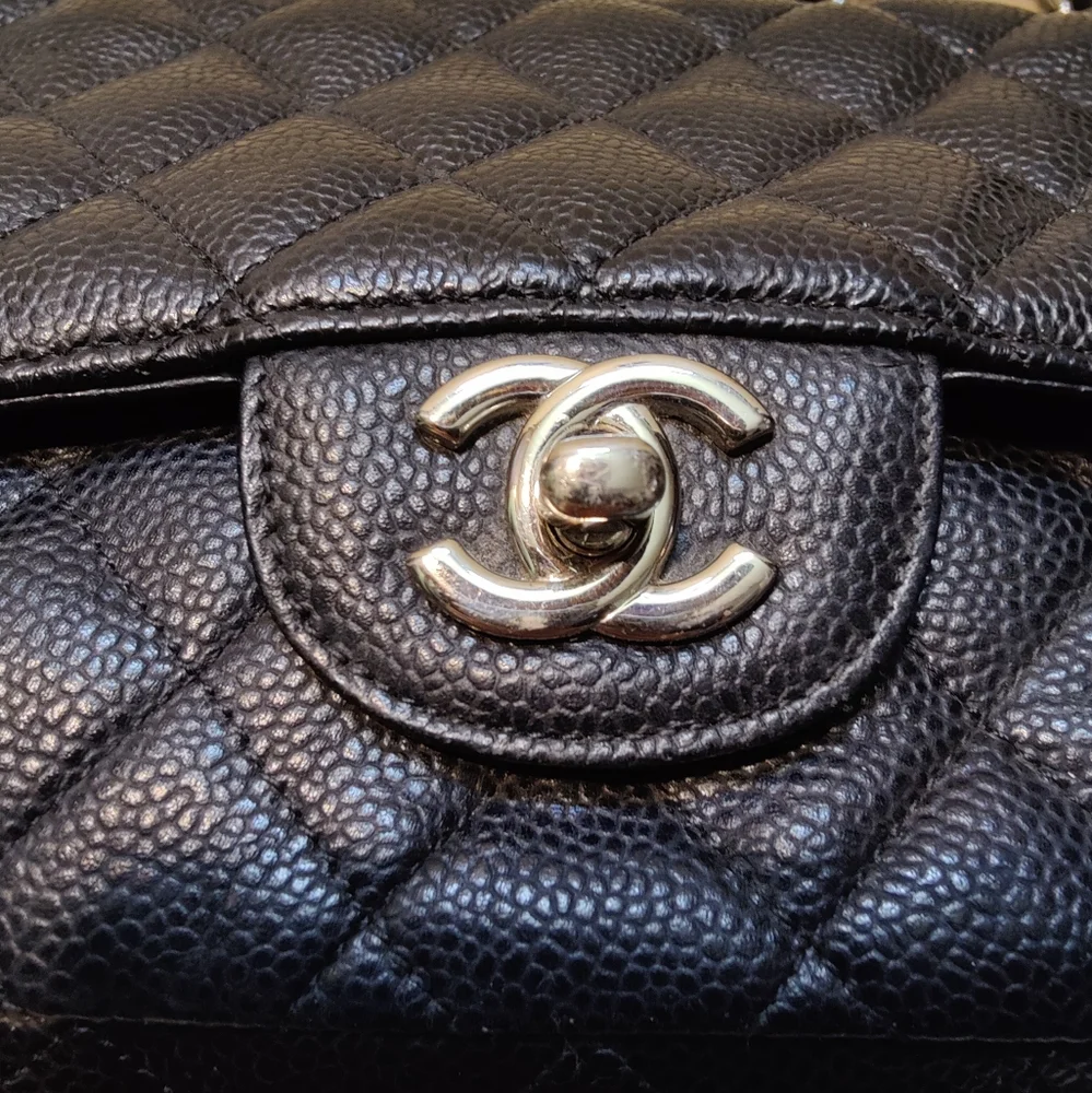 Chanel Black Quilted Caviar Medium Classic Double Flap - 15944875 serial number - Picture 10 of 16